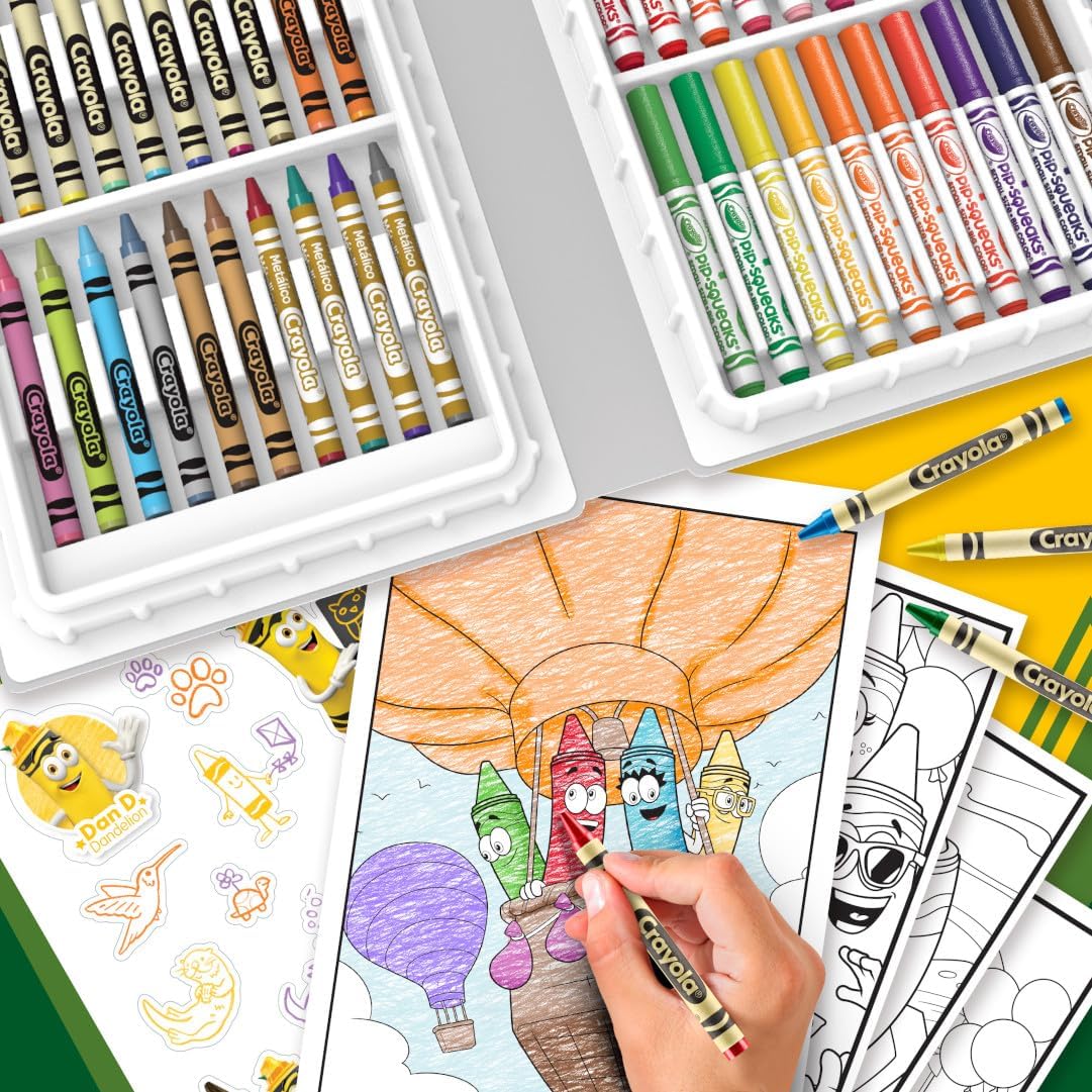 Crayola Yellow Limited Edition Art Case – Collectible Set with Retired & Classic Crayons, Pip-Squeaks Markers, Coloring Pages & Stickers | Portable Kids Art Kit & Gift for Creative Fun