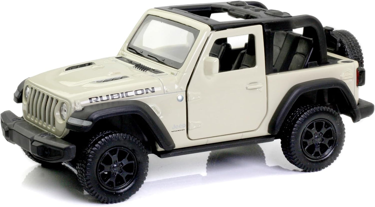 D-Power Diecast Jeep Rubicon 2021 – 1:36 Scale Model Car, Assorted Colors Green / Beige, 1 Piece, Pull Back Action, Collectible SUV Toy