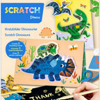 Avenir Scratch - Dinos | Arts & Crafts, Greeting Cards Set | Make Beautiful Greetings Cards | Scratch Art 3+