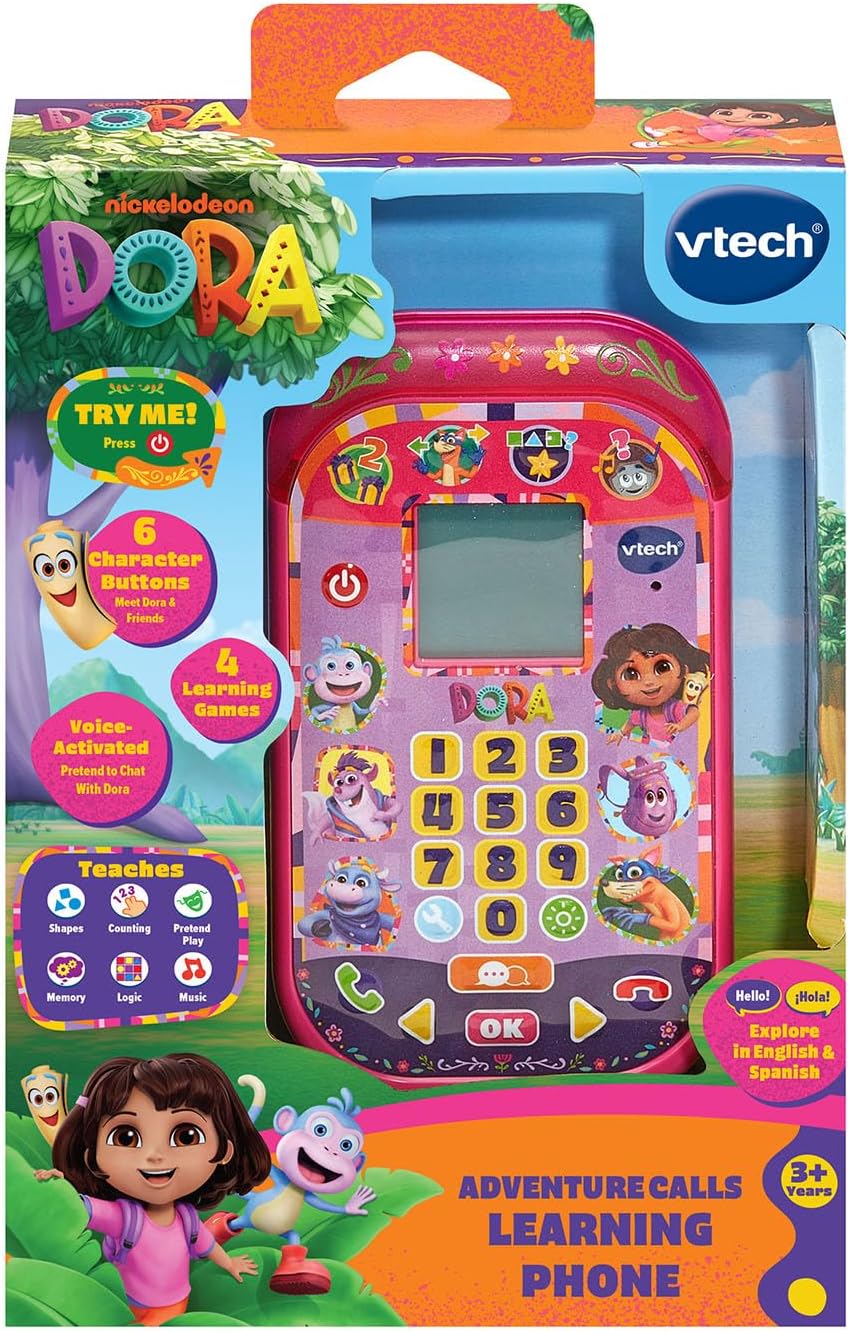 VTech Dora Adventure Calls Learning Phone – Interactive Educational Toy, Bilingual English & Spanish, Role-Play Smartphone for Kids 3+ Years