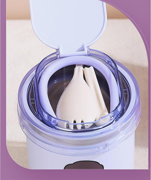 500ml Portable Stainless Steel Soup & Breakfast Cup – Cartoon Design, Thermos for Milk, Oatmeal, and Nutrition – Ideal for Students & Office Workers" (Purple)