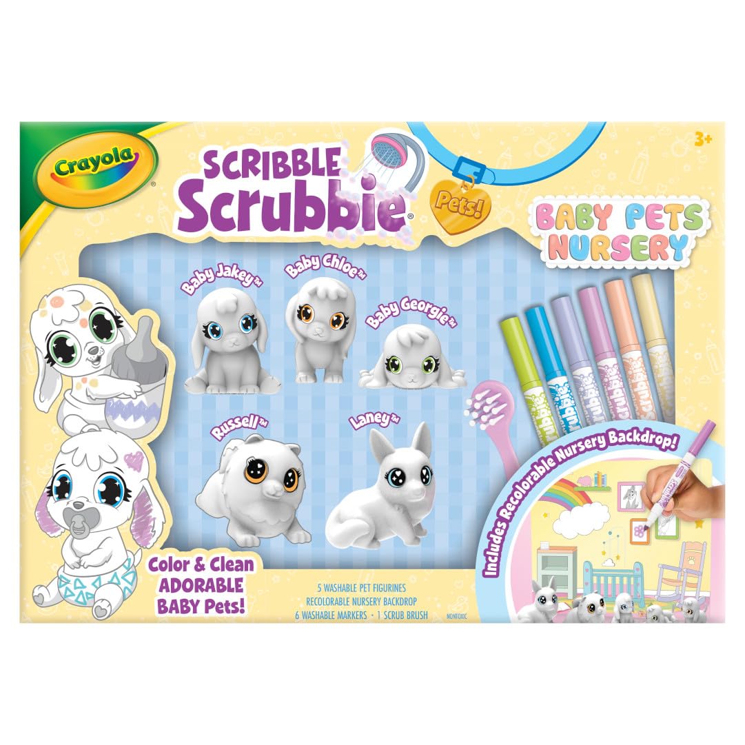 Crayola Scribble Scrubbie Baby Pets Nursery, Baby Animal Toys for Toddlers & Kids, Gift for Girls & Boys, Ages 3+