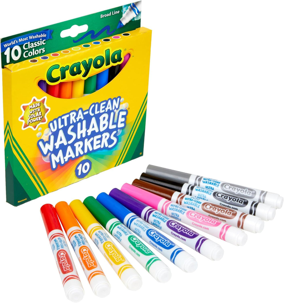 Crayola 10 Count Ultra-Clean Washable Classic, Broad Line Markers