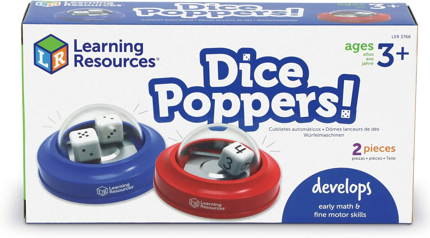 Learning Resources Dice Poppers, Board Game Accessory, Dice Game, Set of 2 Dice in Popper, Ages 3+, Multi