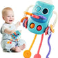Bottle-Shaped Montessori Teether Toy for Toddlers – Sensory Learning Activity with Pull Strings, Beads, Gears & Teether Accessories Early Development Toy 3M+ (TOY-002-Blue)