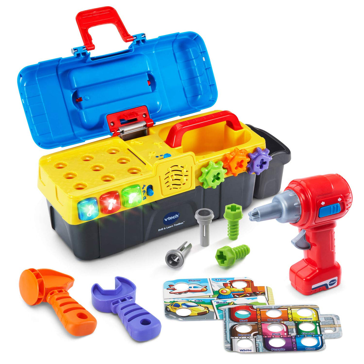 Vtech Drill & Learn Electronic Toolbox Toy with Interactive Drill, Tools, Lights & Music – Educational DIY Playset for Toddlers