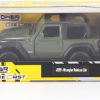 D-Power Diecast Jeep Rubicon 2021 – 1:36 Scale Model Car, Assorted Colors Green / Beige, 1 Piece, Pull Back Action, Collectible SUV Toy