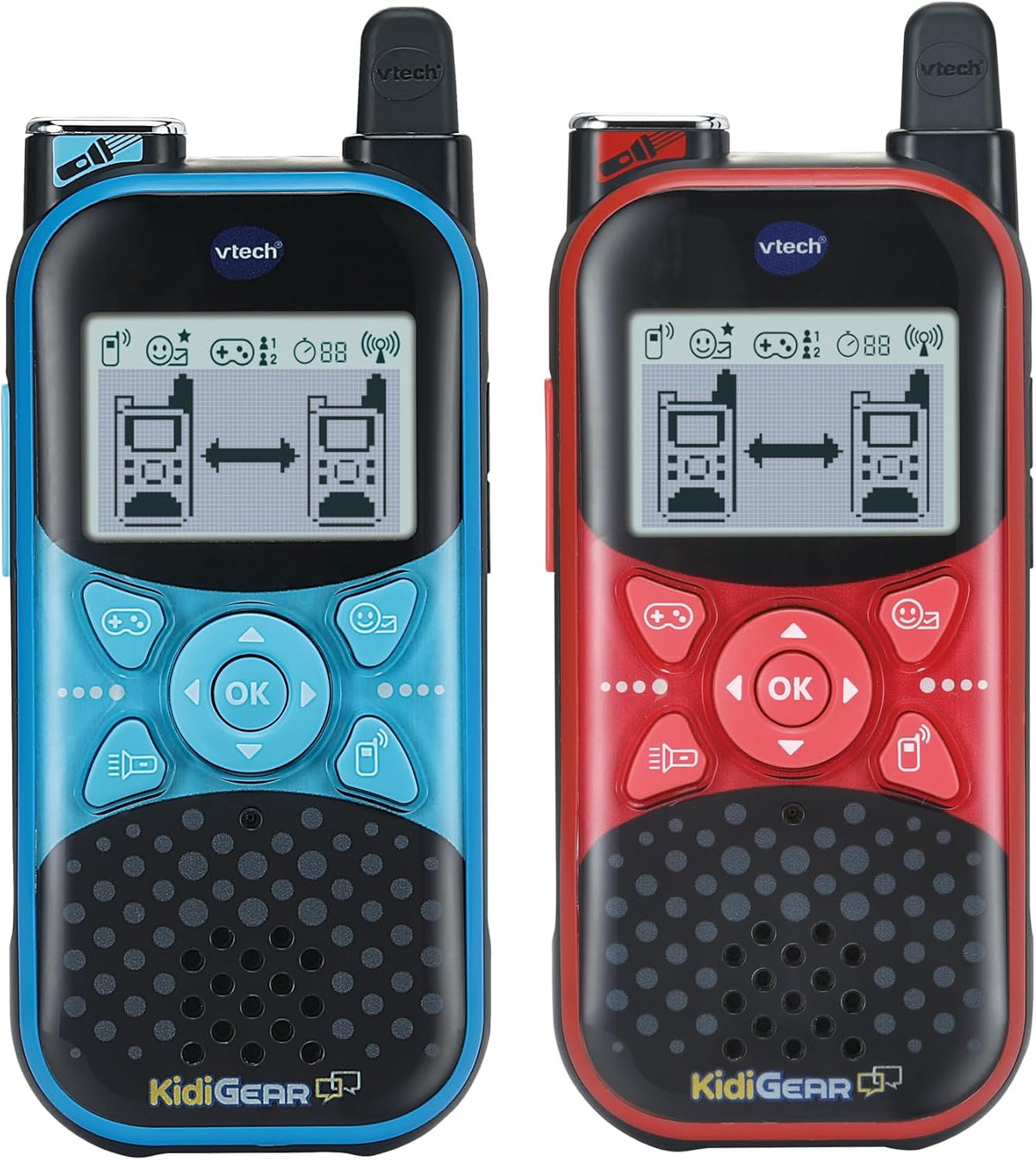 VTech KidiGear Walkie Talkies Explorer – Kids' indoor and Outdoor Walkie Talkies with Secure Digital Connection, Torch, Voice Effects, Animations & Games | Toy for Ages 5–7+