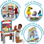 VTech My Busy Workbench, Interactive Toddler Toy, Pretend Play Tools, 100+ Pieces, Lights, Music & Sounds, Kids Gifts 3, 4, 5 + Years, English Version