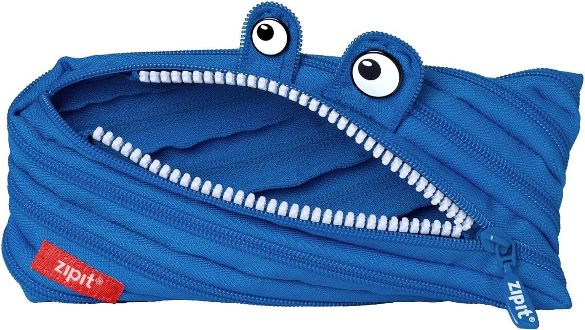 ZIPIT - Monstar Pencil Case for Boys, Holds Up to 30 Pens, Machine Washable, Made of One Long Zipper! (Blue)