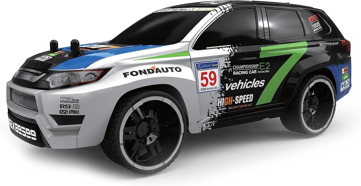 D Power – Rally Xtreme | RTR, Radio Remote Control SUV for Kids | 1:16 Scale, 27MHz, All Way Movement RC SUv | White / Black Asst.