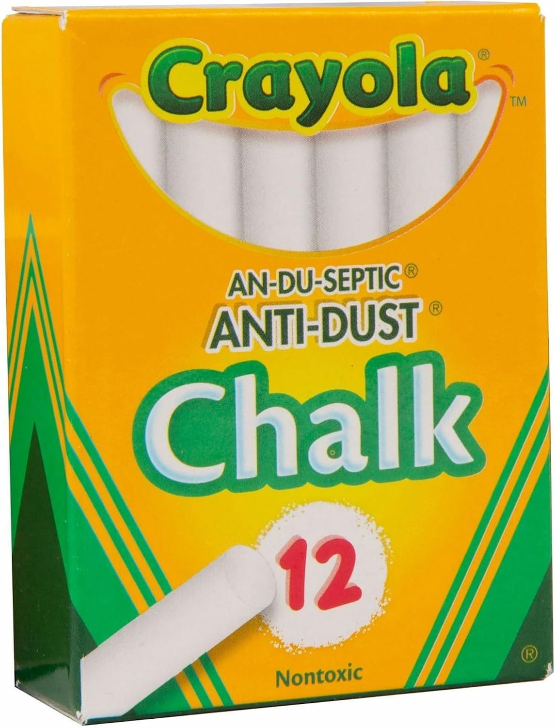 CRAYOLA Anti-Dust White Chalk 12 Count (Pack of 1) | Smooth Texture Makes Writing & Drawing on Blackboards Easy
