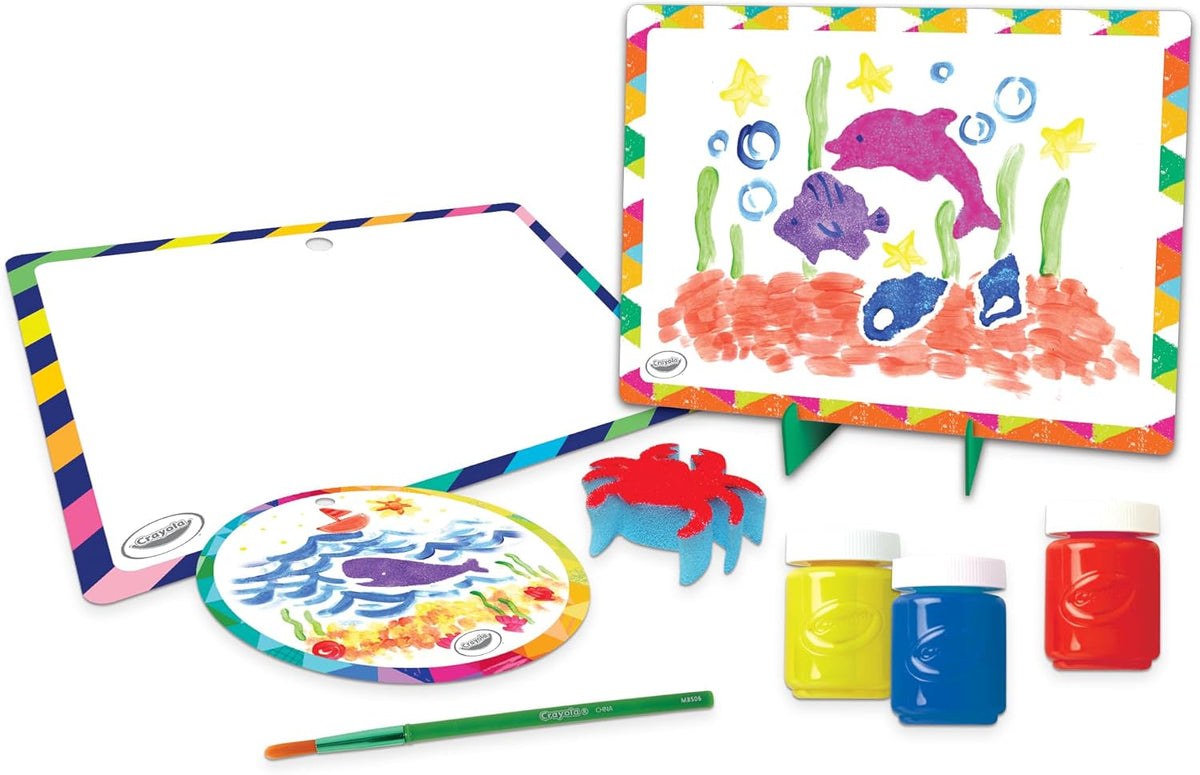 Crayola Washable Tempera Paint Art Set for Kids – Creative Painting Kit with Sponges, Frames & Brush – Mess-Free Arts and Crafts Activity Set for Children Ages 3+