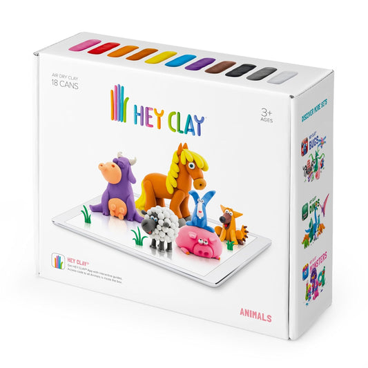 Hey Clay - CONSTRUCTION VEHICLES Colourful modelling air-dry clay, 12 cans with fun interactive app for kids 3 years +