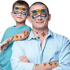 Avenir - Fancy Me Face Stickers & Tattoos for Kids – Superheroes | 110+ Cosmetic-Grade Removable Stickers | Fun Family Fashion Activity for Parties, Dress-Up & Creative Play