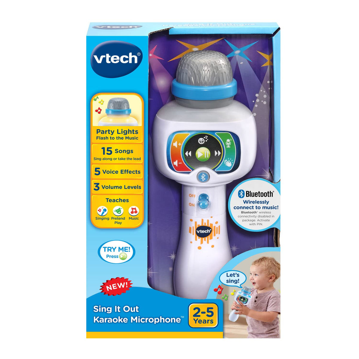 Vtech - SINGING SOUNDS MICROPHONE - Multicolour  | 15 built-in sing-along songs on the Singing Sounds Microphone | Suitable ages 2 + up