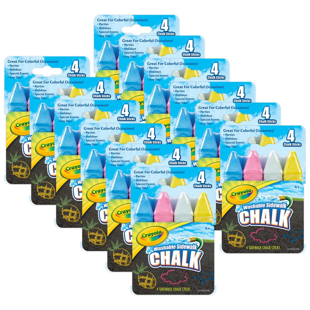 Crayola Sidewalk Chalk, Multicolor with 4 chalks