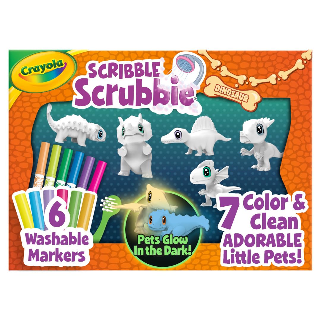 Crayola Scribble Scrubbie Pets Dinosaur Glow Combo Pack, Dinosaur Toys for Kids, Ages 3+