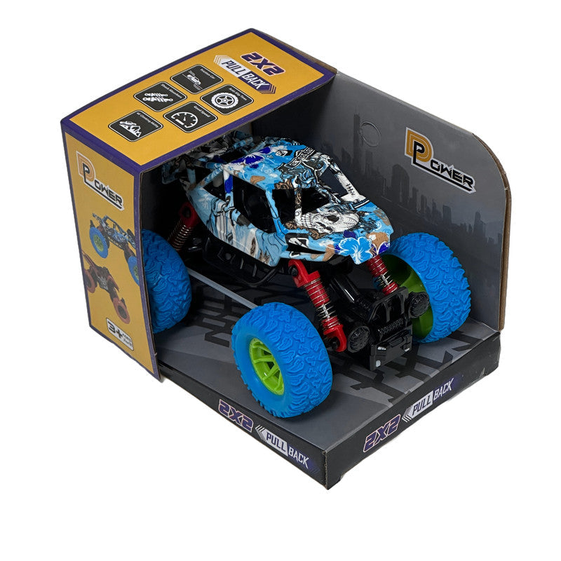D-Power - Pullback Doodle Skeleton Stunt Car, Blue | No Batteries Needed, Fun for All Ages | 3+