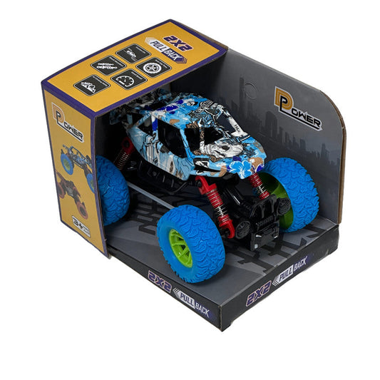 D-Power - Pullback Doodle Skeleton Stunt Car, Blue | No Batteries Needed, Fun for All Ages | 3+