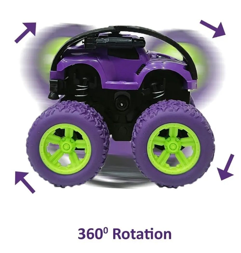 D-Power - Friction Inertia Off-Road Car - Purple | Roll Over Stunt Car, No Batteries, Perfect Kids Gift | 3+