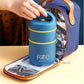 Double Soup Bowl Insulated Lunch Container Thermos Steel Food Jar with Spoon Stainless Steel 2 Compartment Leak Proof Airtight Lunch Container for Hot and Cold Food 710ml (Blue1)