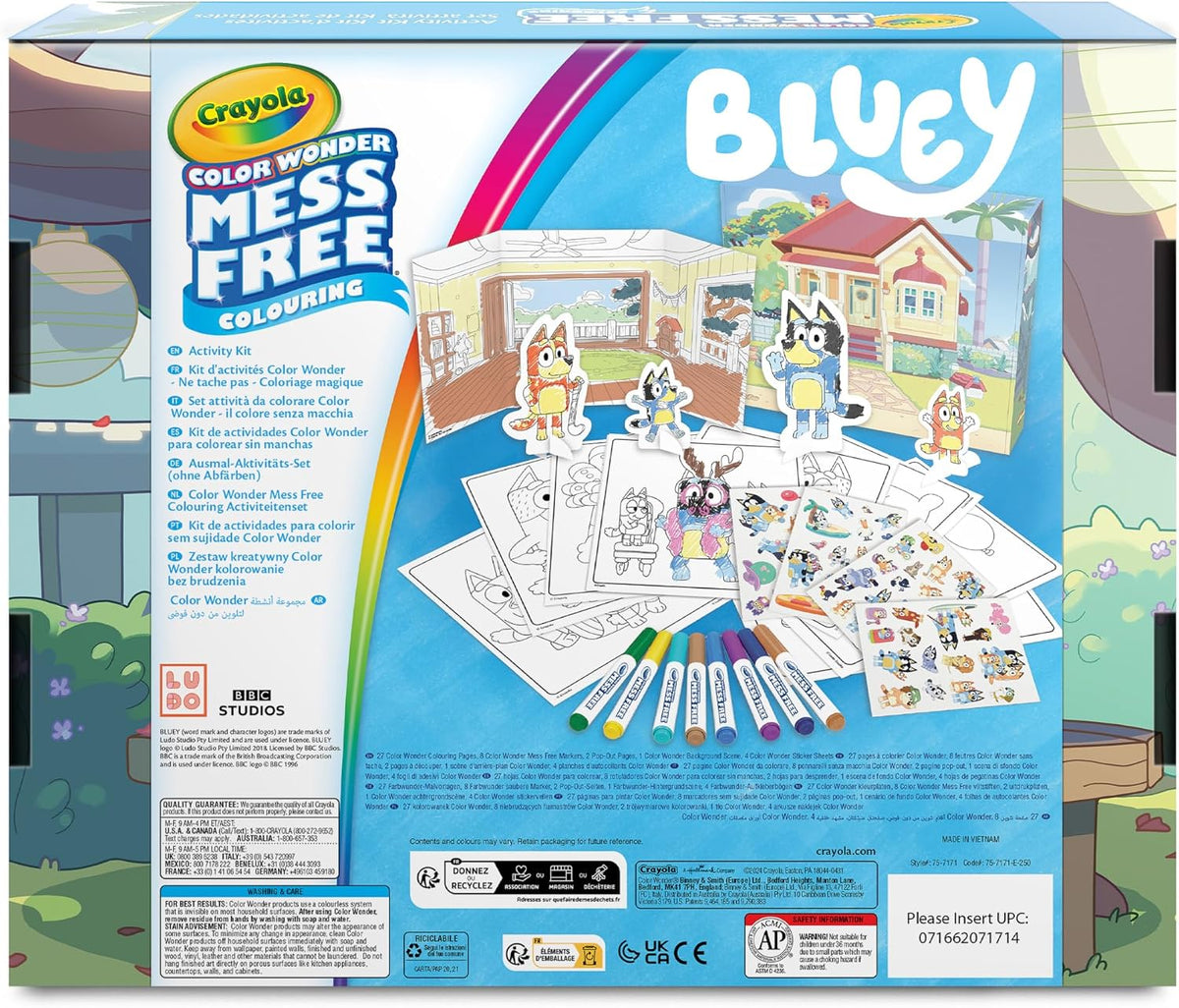 Crayola - Color Wonder, Activity Set 40+ pieces, with coloring pages, stain-free felt-tip pens, stickers, pop-up figures, Bluey, creative activity for kids, age 3,4,5 years