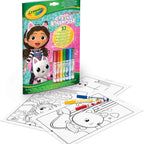 Crayola - Gabby's Dollhouse Album Activity and Colouring e, 32 Colouring Pages and 7 Washable Mini Felt Tip Pens | ideal gift ages from ages 3+