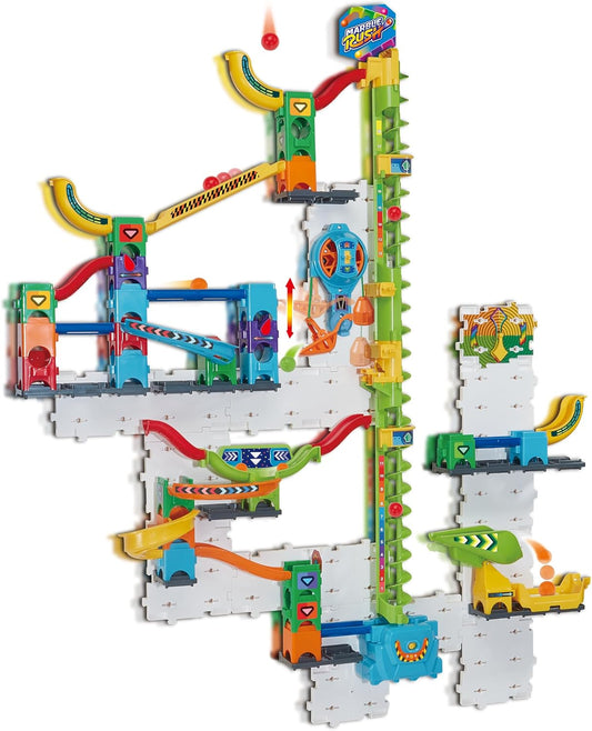 VTech Marble Rush Free Fall Vertical Set with Motorized Lift, 84 Pieces & 10 Marbles