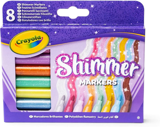 Crayola Glitter Markers Set – 8 Vibrant Sparkling Colours for Kids Art & Crafts | Non-Toxic Shimmery Markers for Drawing, School Projects & Creative Fun Ages 3+
