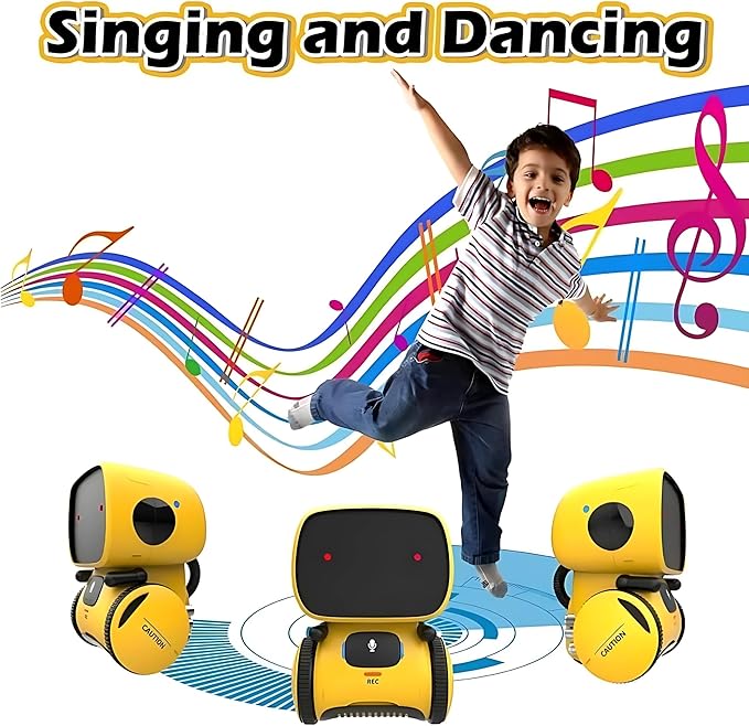 Mini Smart Robot Toy for Kids – Voice-Controlled Interactive Talking Robot with Lights & Sounds, Educational Toy for Boys & Girls Ages 3+ (Yellow)