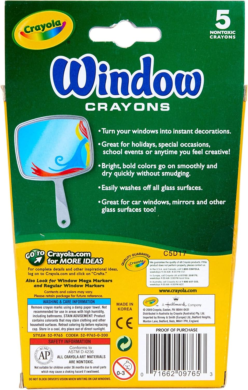 5 CT. WINDOW CRAYONS