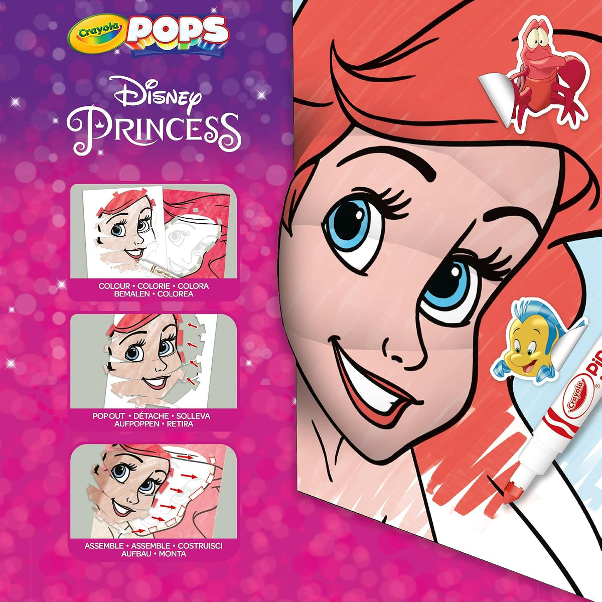 Crayola - POPS 3D Activities Set Colouring and Creating 3D Pictures | Creative Activity and Gift for Children, Theme Disney Princess, | Ideal for gift ages from 6 Years