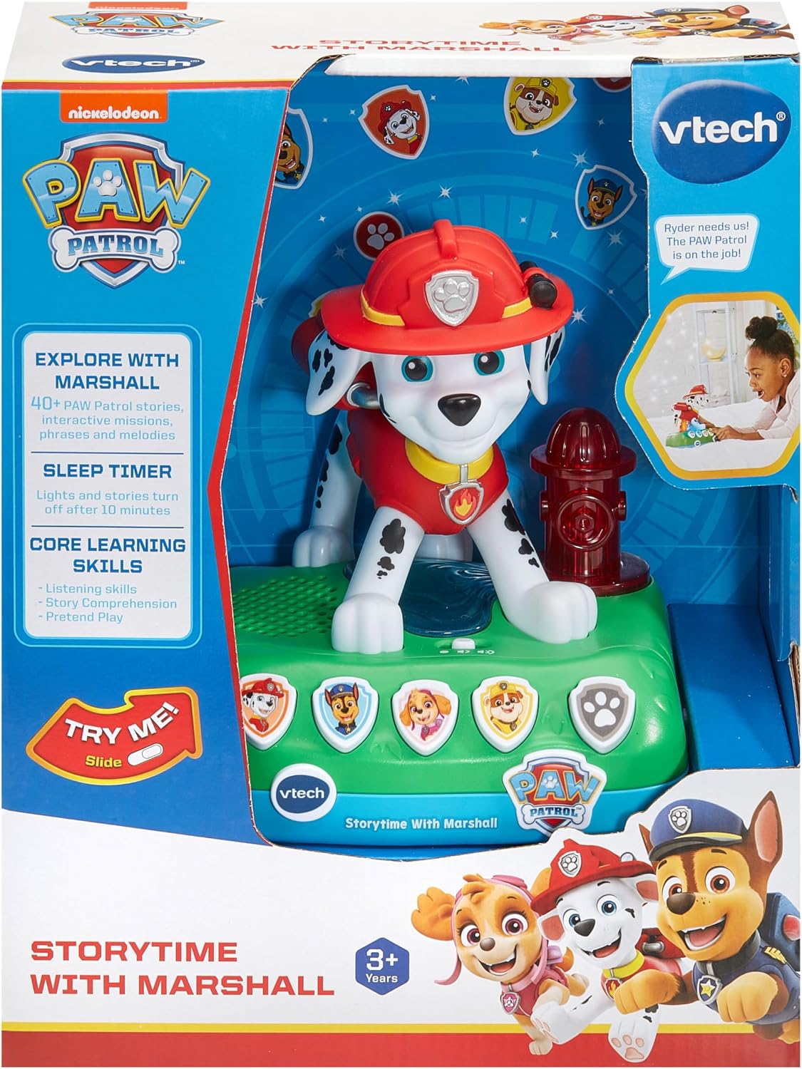 VTech Storytime With Marshall – Interactive PAW Patrol Nightlight & Storybook with 4 Narrated Adventures, Sleep Timer, Music & Games for Kids 3+