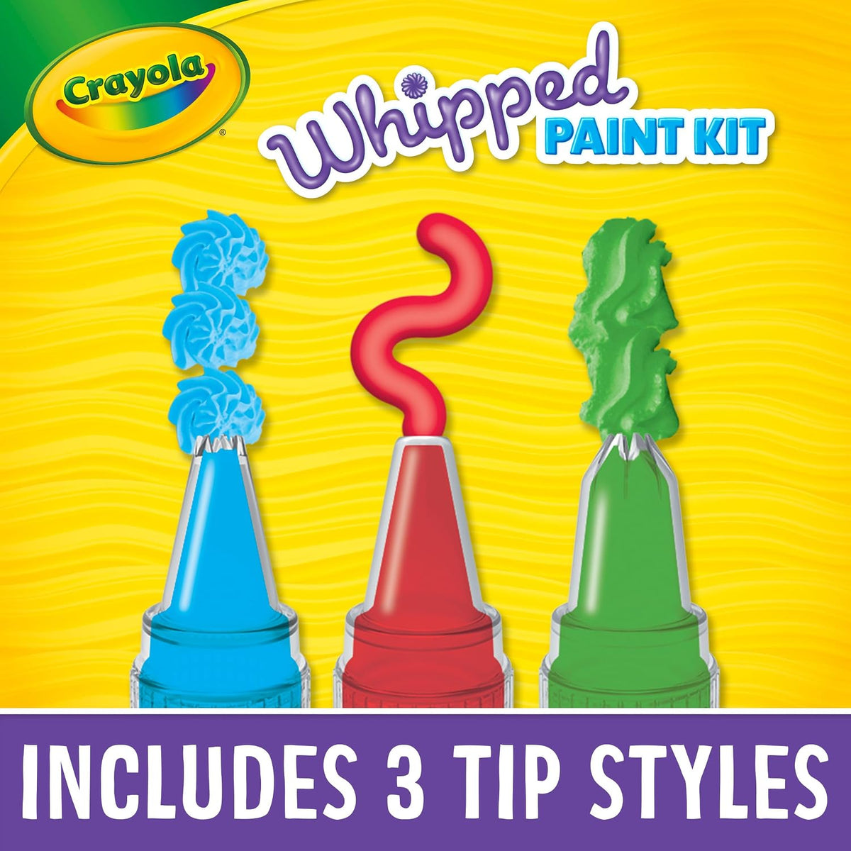 Crayola - Whipped Paint Kit, 15 Changeable Pints tips, 3 Unique Style ( Multicolour) 5+| LESS-MESS PAINTING | 3D ART | GIFT FOR BOYS & GIRLS Ages 5+
