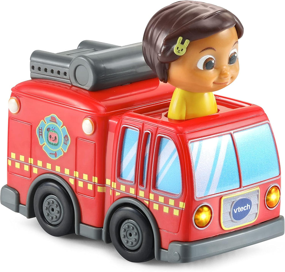 VTech CoComelon Go! Go! Smart Wheels Nina’s Fire Truck & Track, Fire Sounds & Songs with SmartPoint, Ages 1.5 – 5 Years
