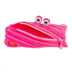 ZIPIT - Monster Pencil Case for Girls, Holds Up to 30 Pens, Machine Washable, Made of One Long Zipper! (Pink)