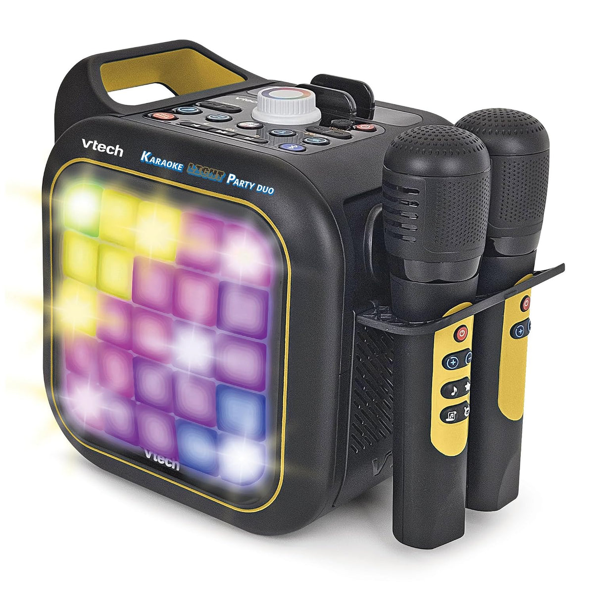 VTech Karaoke Light Party | Portable Bluetooth® Speaker with 2 Wireless Microphones | Pixel Art Lights, Built-In Games & Voice Effects | Kids Karaoke & Party Speaker