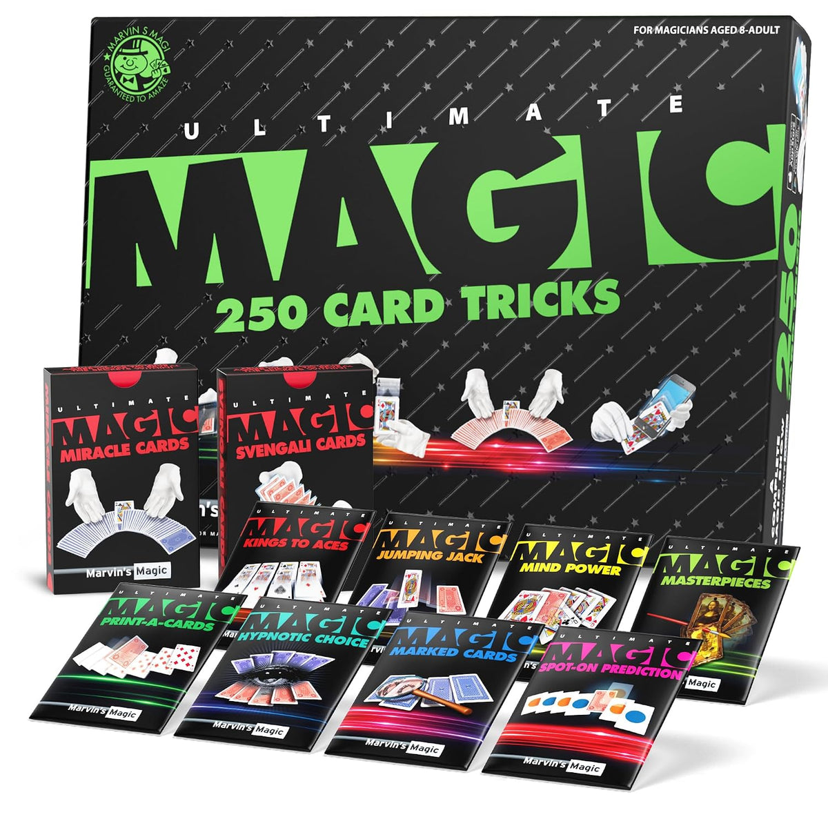 Marvin’s Magic Ultimate Magic 250 Trick Set – Complete Professional Magic Kit with Cards, Illusions & App Video Instructions for Kids & Beginners (Ages 8+)