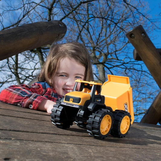 D-power - Teamsterz  JCB 10" Dump Truck Sand Tool and Helmet Playset | Construct the ultimate playtime | Design free-moving wheels for push-along fun | Suitable for children aged 3 + and above
