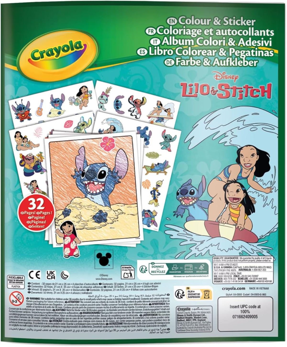 Crayola Lilo & Stitch Sticker Colouring Book – 32 Fun Activity Pages with 4 Sheets of Stickers | Kids Colouring & Activity Set | Creative Gift for Children Ages 3+