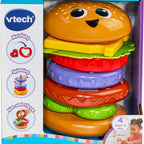 VTech Baby Build-a-Burger – Stacking & Sorting Toy with 6 Food Pieces, Shape Matching, Spinning & Color Play | for Babies 18–24 Months+