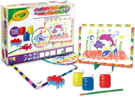 Crayola Washable Tempera Paint Art Set for Kids – Creative Painting Kit with Sponges, Frames & Brush – Mess-Free Arts and Crafts Activity Set for Children Ages 3+