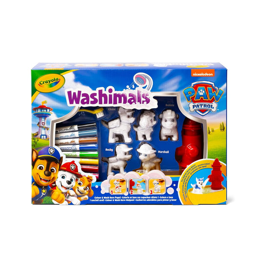 Crayola - Washimals Paw Patrol Activity Kit with 5 Baby Animals, 8 Washable Felt Tips, Bath with Shower, Small Brush, Game and Gift for Children, from 3 Years