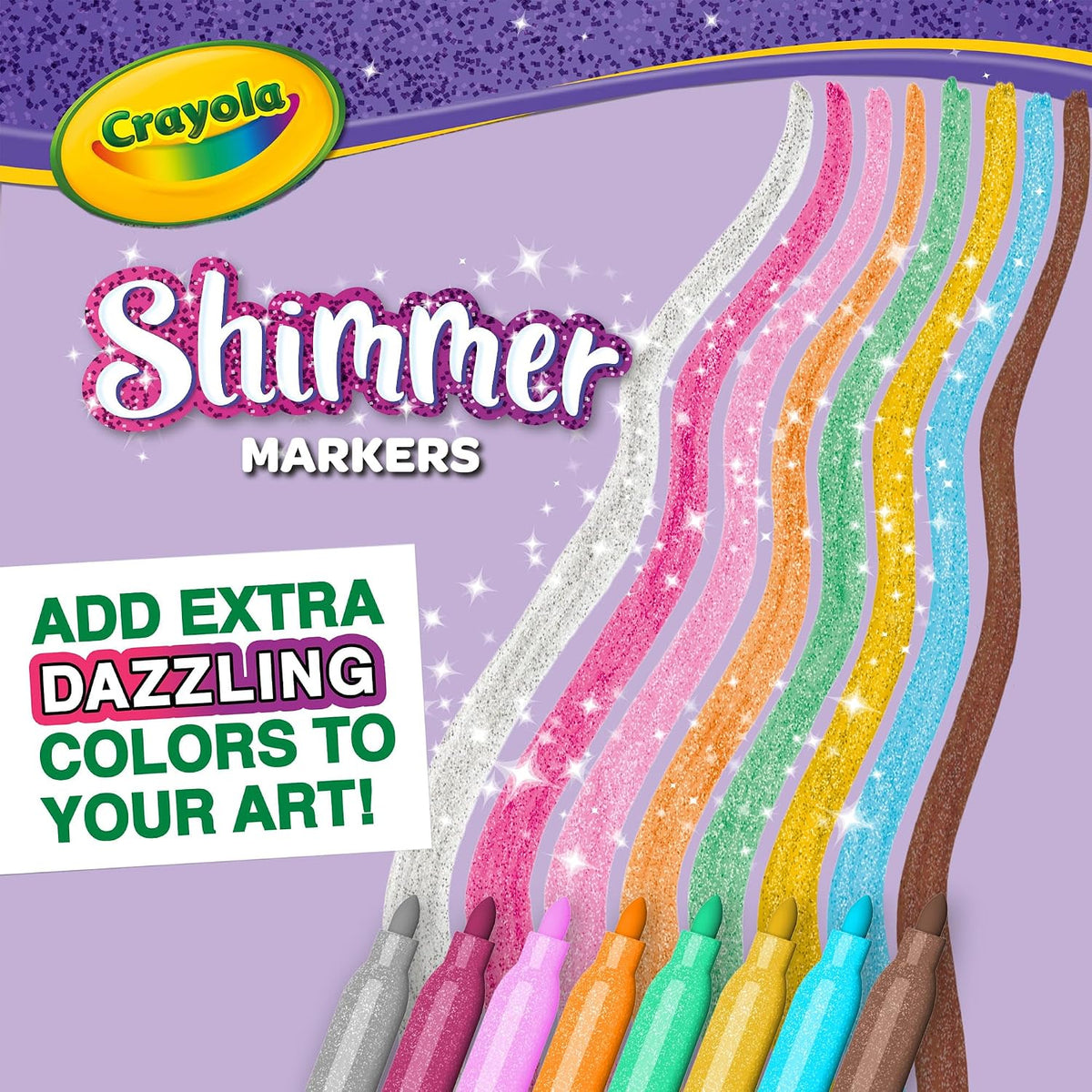 Crayola Glitter Markers Set – 8 Vibrant Sparkling Colours for Kids Art & Crafts | Non-Toxic Shimmery Markers for Drawing, School Projects & Creative Fun Ages 3+