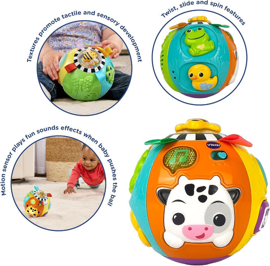 VTech Animal Discoveries Ball – Interactive Learning Toy for Babies | Light-Up Musical Activity Ball with Sounds, Textures & Shapes | Develops Motor Skills, Colors & Animal Recognition