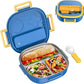 Kids Lunch Box with Stainless Steel Material, 2 Compartment Food Container for Home Outdoor With Spoon, Bento Box Lunch Box Portable Lunch Tray (Blue)