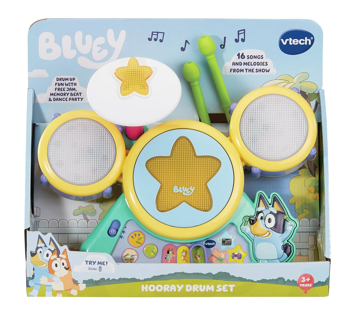 VTech Bluey Hooray Drum Set with Light-Up Pads, Music & Rhythm Games (Ages 3+)