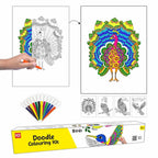 Unikplay Doodle Colouring Kit – Birds | Creative Art & Craft Set with Posters, Markers & Stickers for Kids