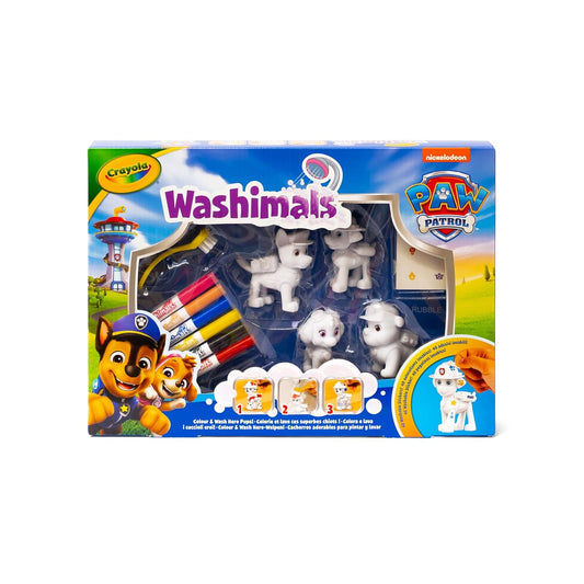 CRAYOLA - Washimals Paw Patrol Activity Set with 4 Puppies, 6 Washable Markers, 40 Stickers and Brush, Toy and Gift for Children, from 3 Years